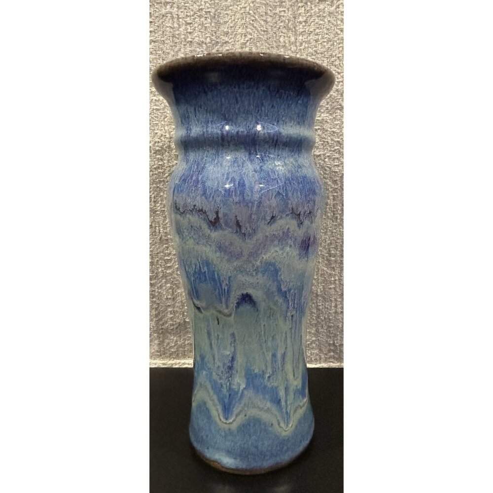 Ken Merrick OA Galleries Studio Art Pottery Vase Bohemian Unique Blue 9 3/8” - Picture 7 of 14